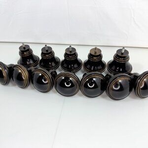 Set of 12 Screw-on Knob Finials Oil Rubbed Bronze Gloss Finish for Drapery Rods